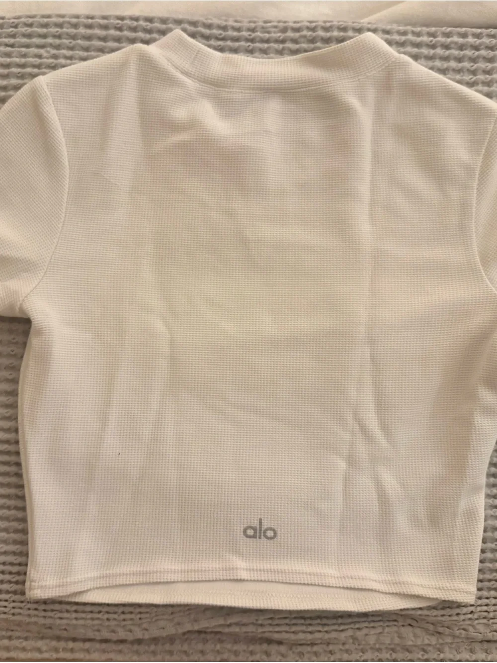 ALO Yoga Waffle Short-Sleeve Crop Top — Black, Beige, Cream